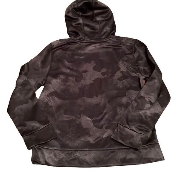 EUC! Adidas Black Gray Subtle Camo Print Hooded Sweatshirt - Size 10/12 - Picture 2 of 6
